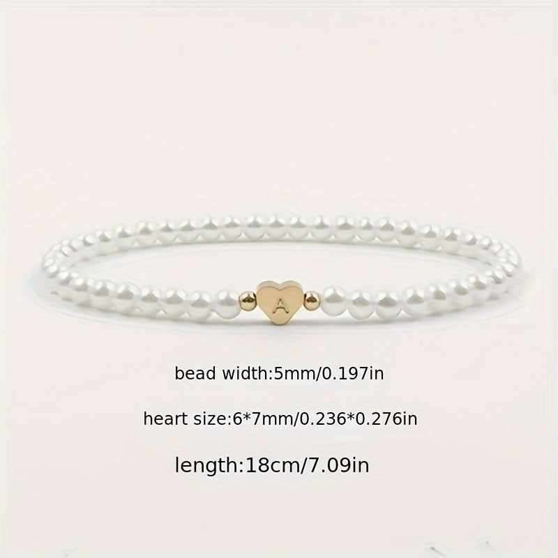 Elegante bracciale con iniziale a forma di cuore (A-Z)