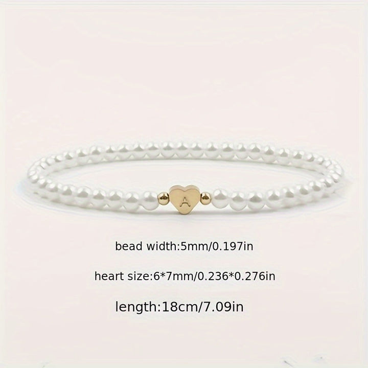 Elegante bracciale con iniziale a forma di cuore (A-Z)