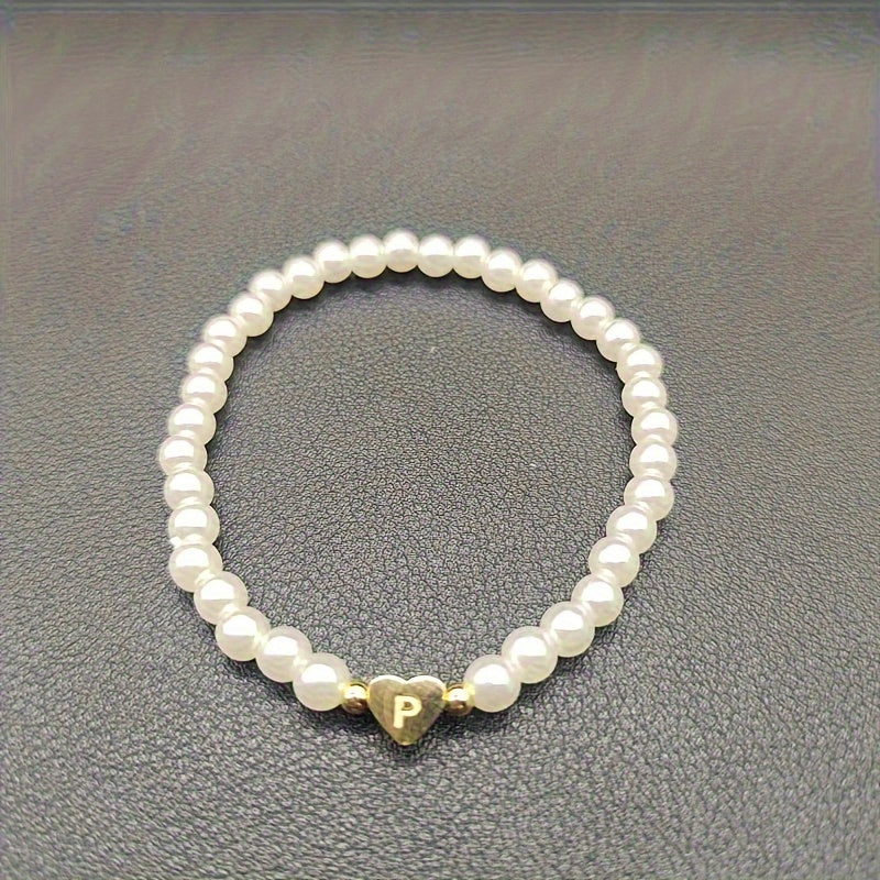 Elegante bracciale con iniziale a forma di cuore (A-Z)