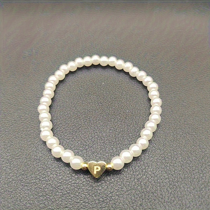 Elegante bracciale con iniziale a forma di cuore (A-Z)