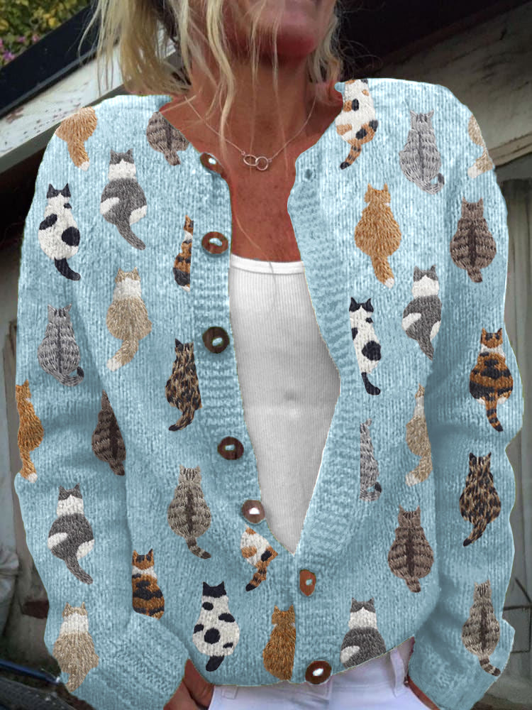 Charlotte™ | Cardigan confortable à motif chat