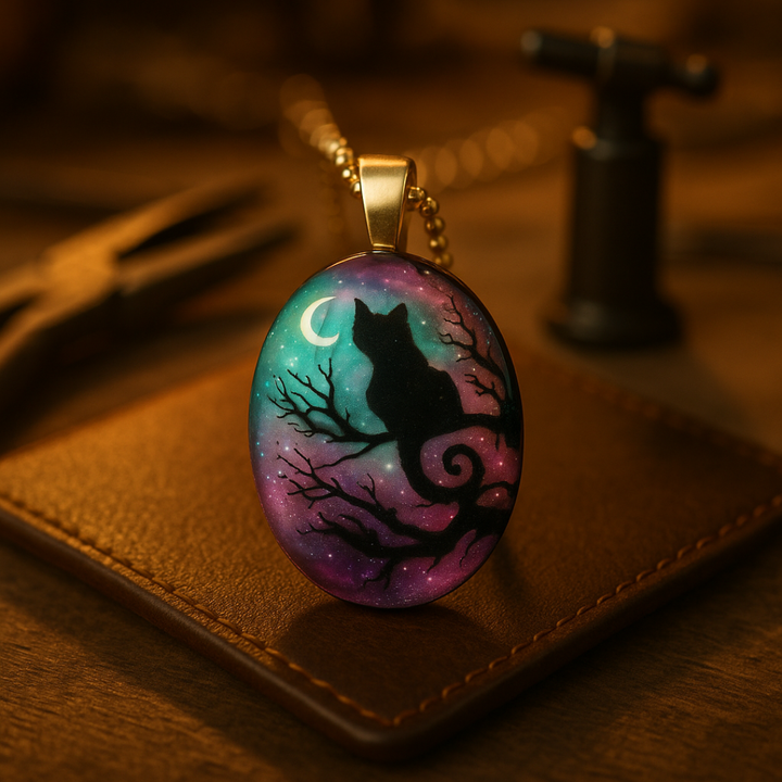 Collana con gatto "La notte stellata"