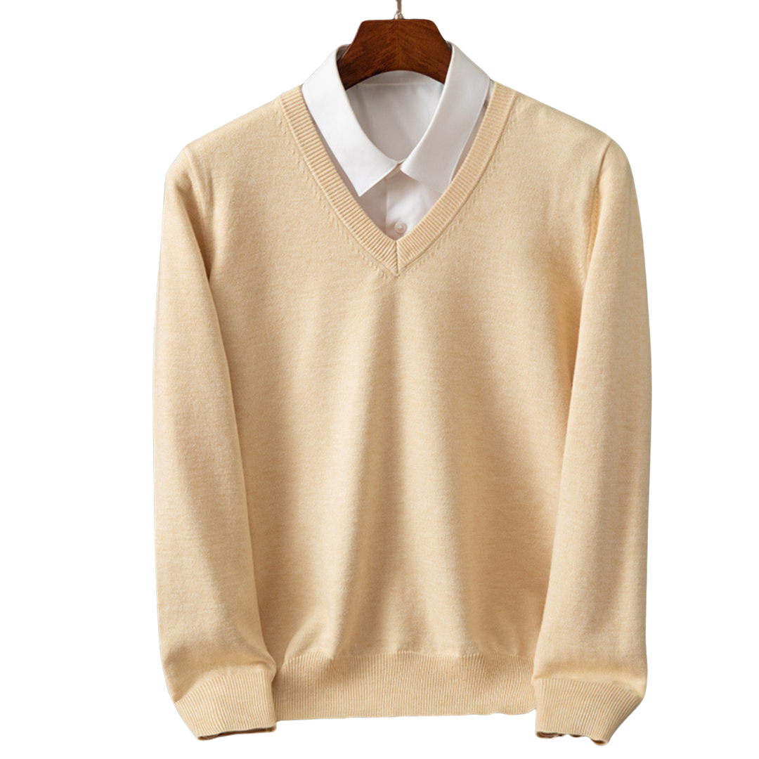 Elegante maglione in cashmere con scollo a V