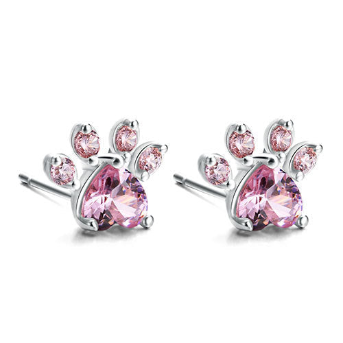 Parure de bijoux Paw pour femme – 4 pièces | Or rose avec cœur en zircone