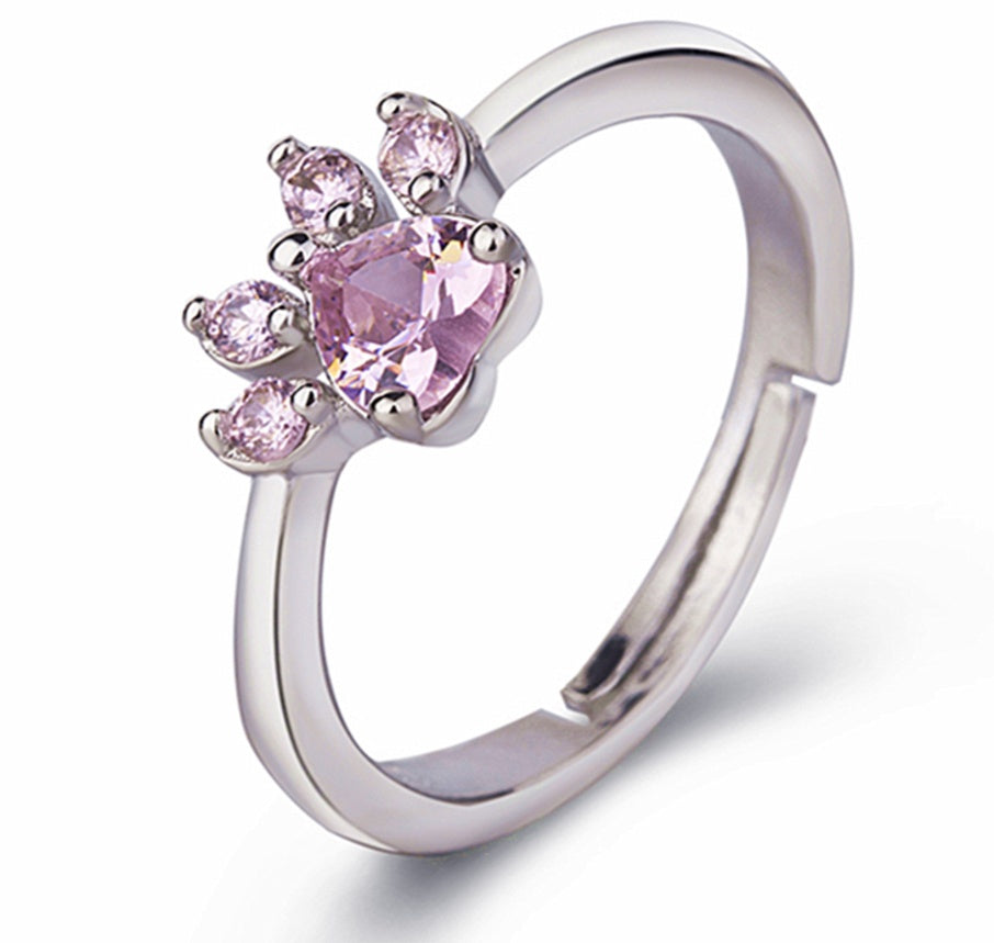 Parure de bijoux Paw pour femme – 4 pièces | Or rose avec cœur en zircone