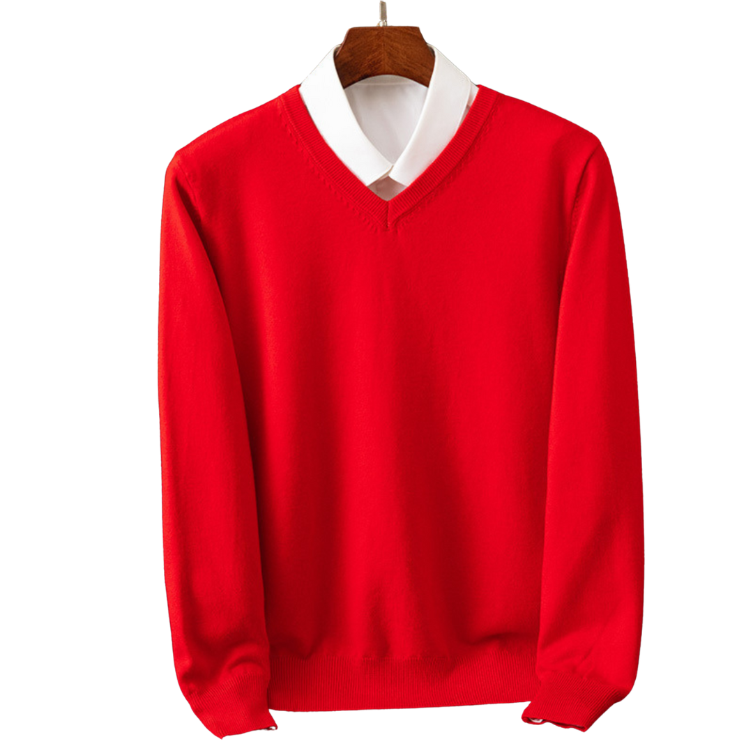 Elegante maglione in cashmere con scollo a V