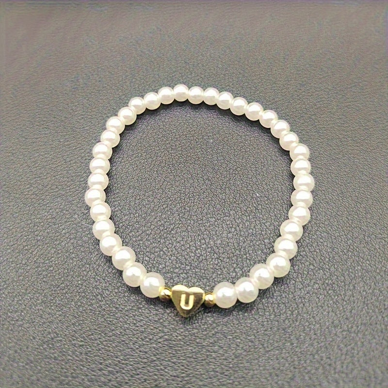Elegante bracciale con iniziale a forma di cuore (A-Z)