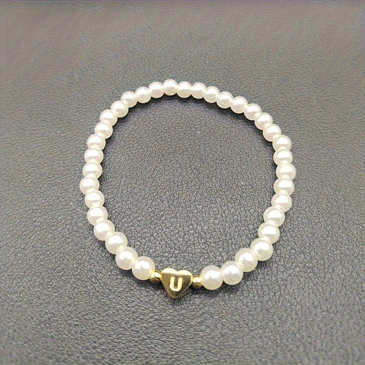 Elegante bracciale con iniziale a forma di cuore (A-Z)