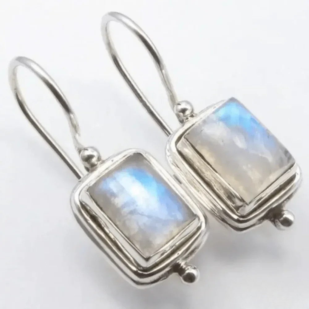 Boucles d'oreilles carrées en pierre de lune rétro