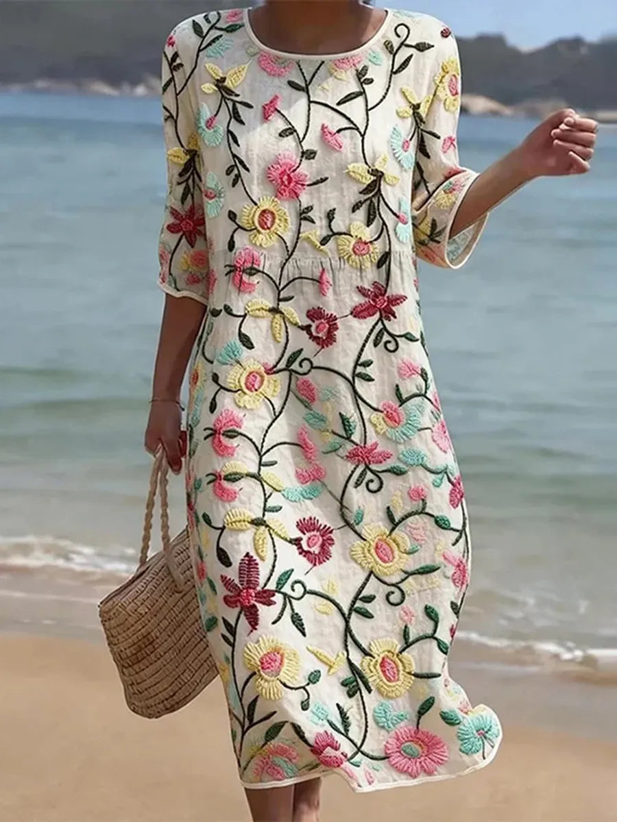 Robe décontractée pour femme à motif floral