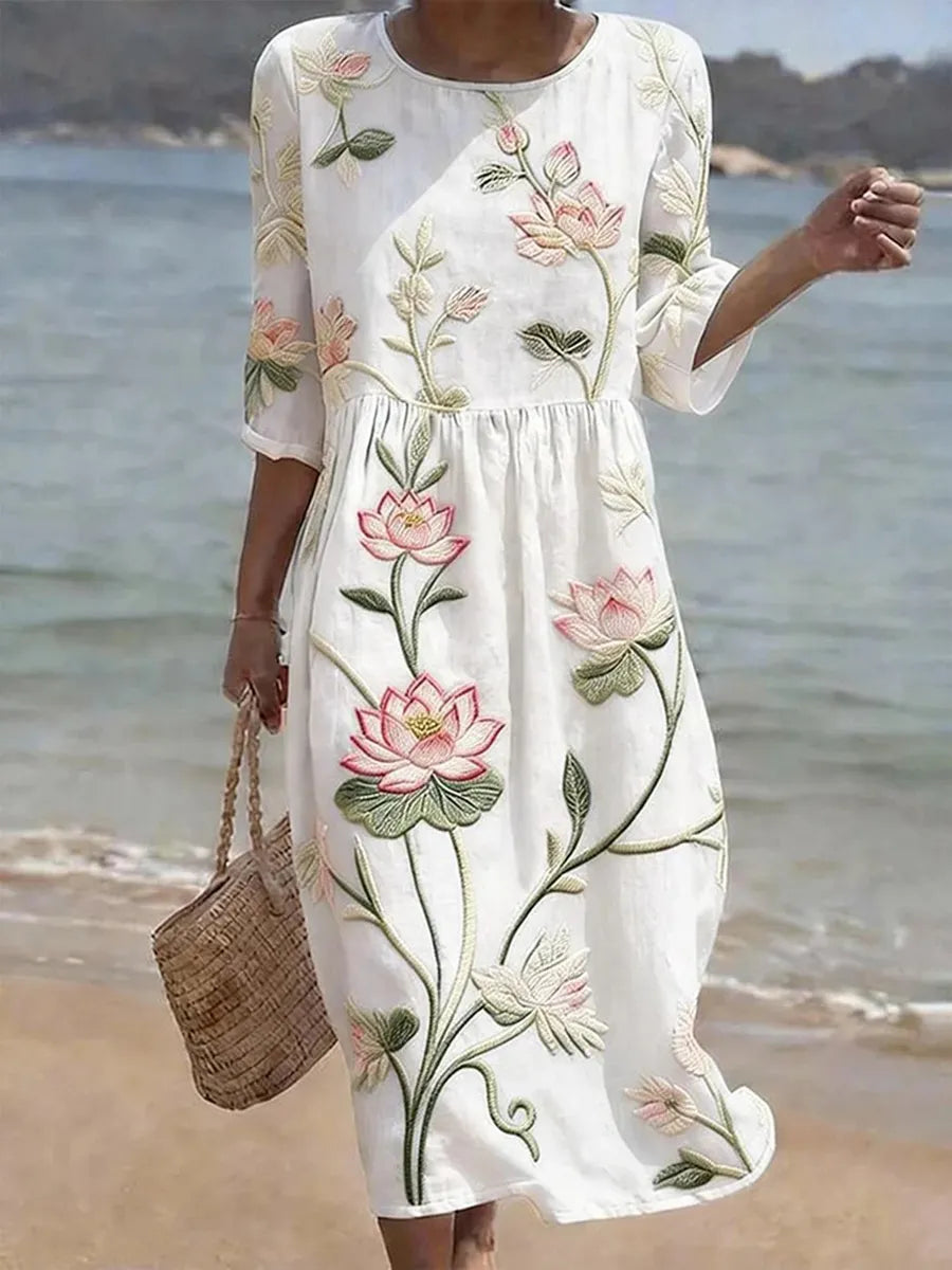 Robe décontractée pour femme à motif floral