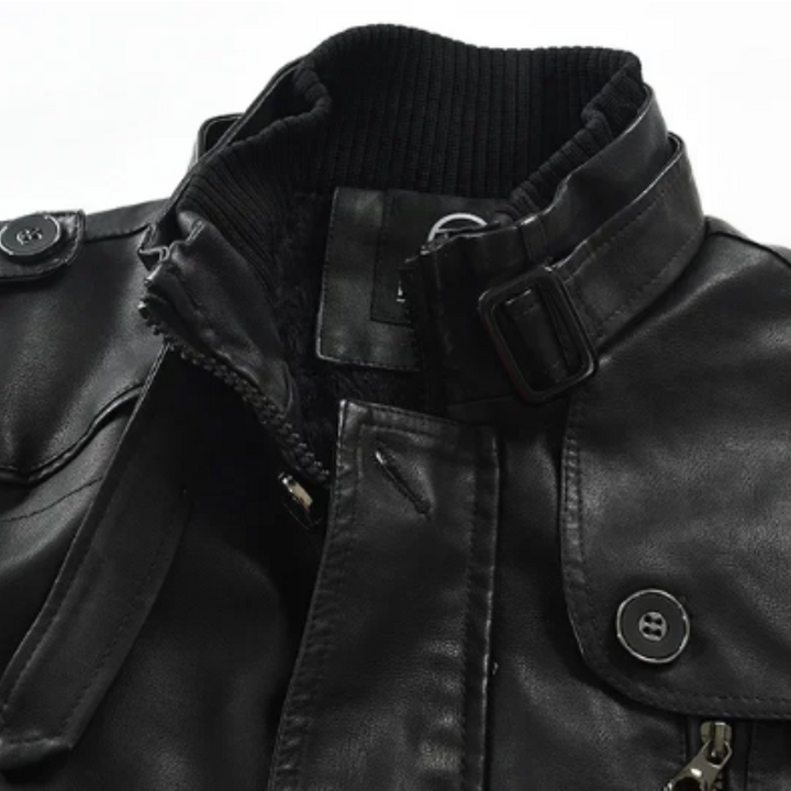 Élégante veste de biker longue en cuir