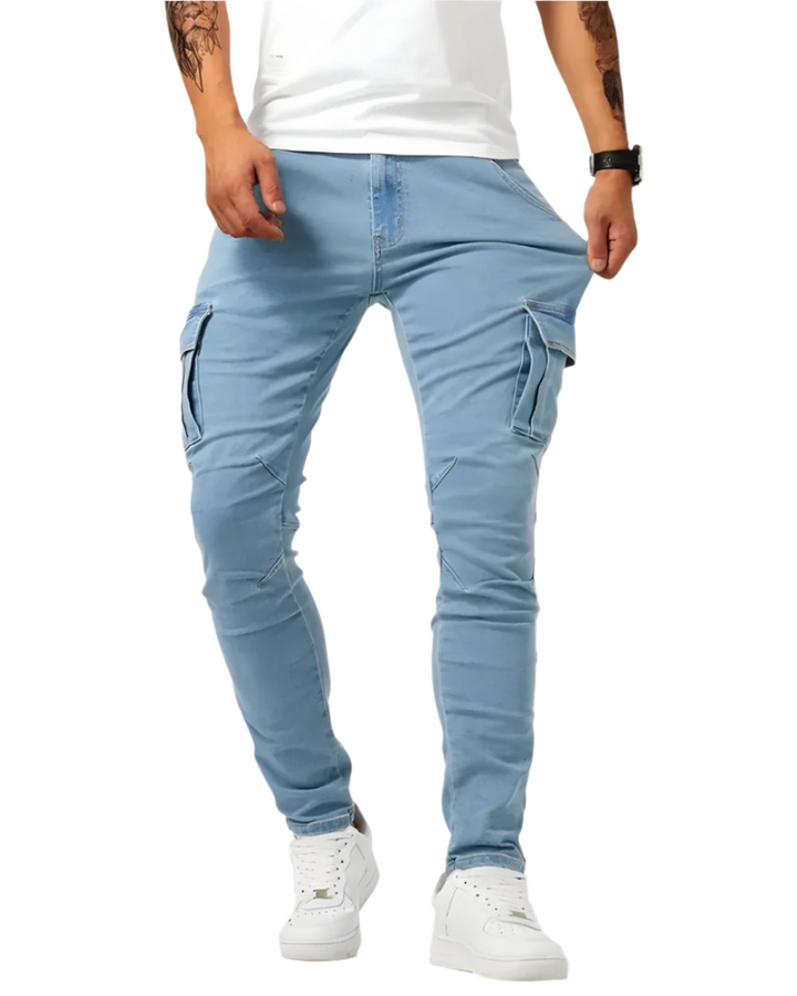 Pantalon cargo stretch Marino