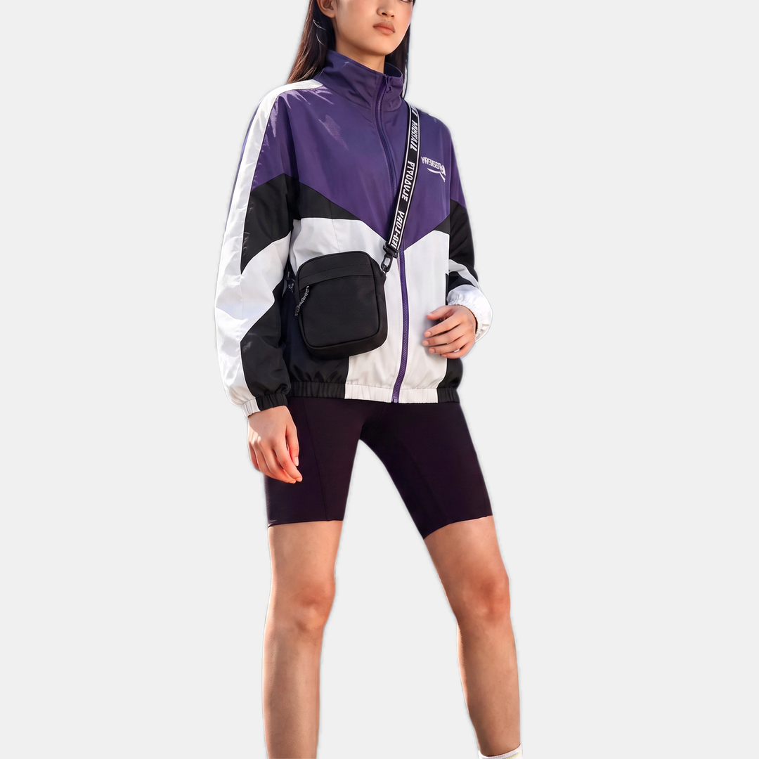 Giacca a vento oversize da donna con blocchi di colore