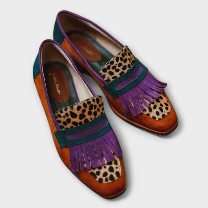 Fallon – Mocassini marroni con stampa leopardata