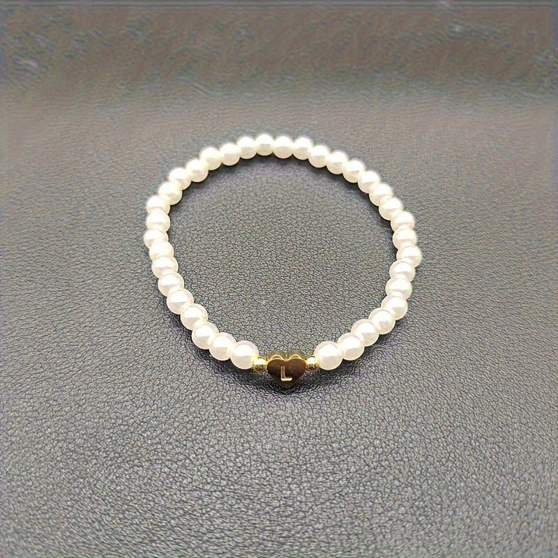 Elegante bracciale con iniziale a forma di cuore (A-Z)