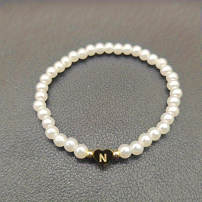 Elegante bracciale con iniziale a forma di cuore (A-Z)