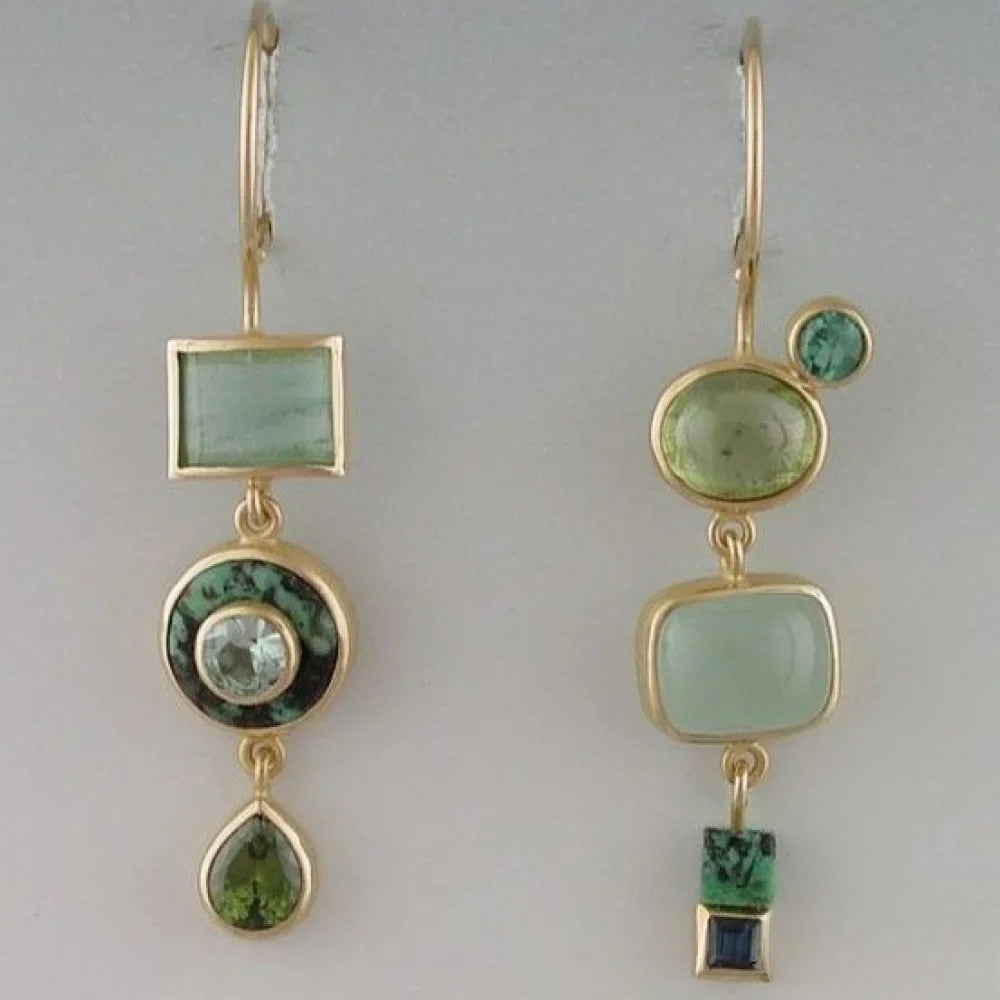 Boucles d'oreilles pendantes rétro vertes