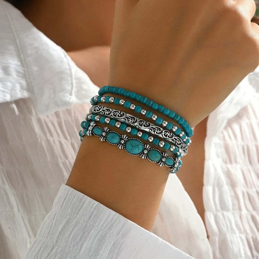 Mirella™ - Collezione di braccialetti boho con perle turchesi