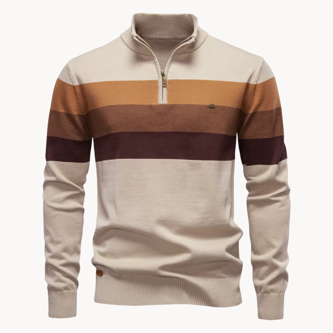 Pull-over élégant en coton avec fermeture éclair