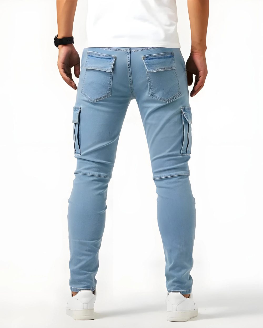 Pantalon cargo stretch Marino