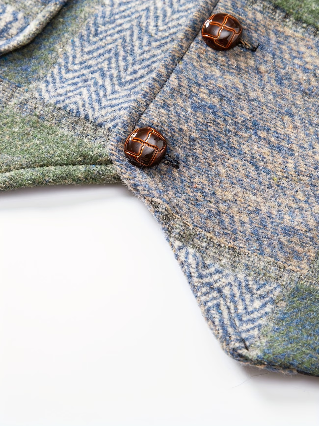 Léo | Gilet en tweed patchwork à motif chevrons