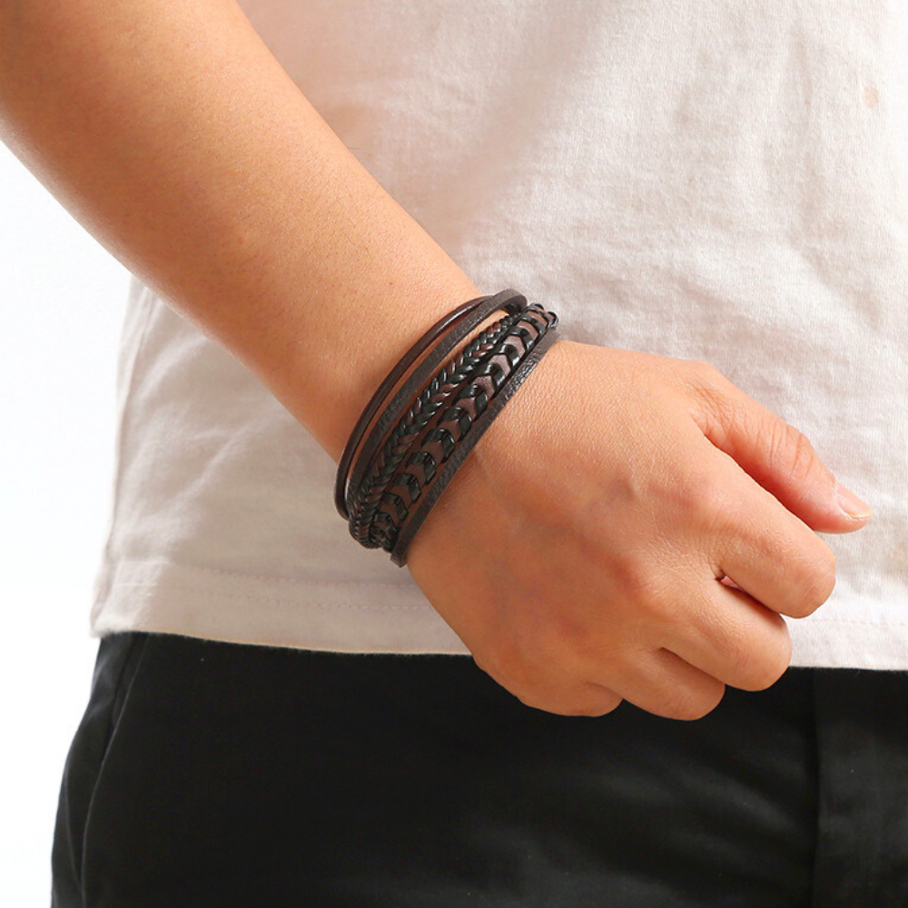 Ragnar Vol. I Bracciale vichingo in pelle intrecciata