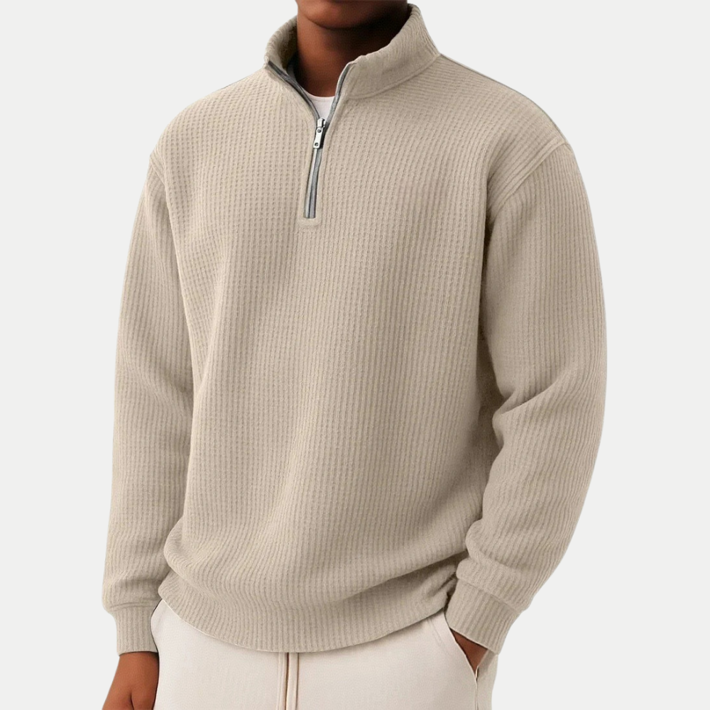 Pull élégant en tricot à fermeture éclair