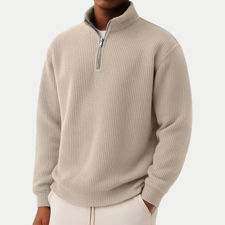 Pull élégant en tricot à fermeture éclair