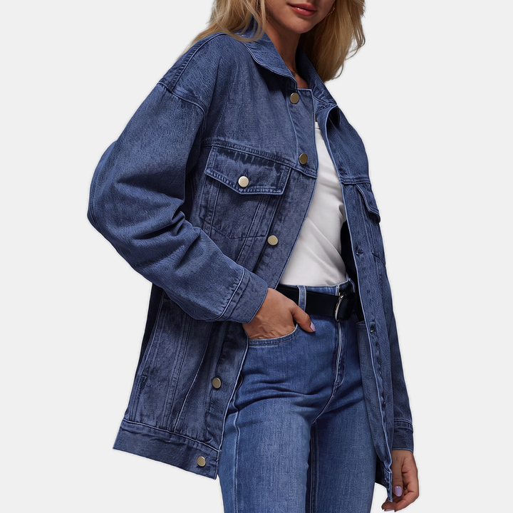 Veste en jean oversize pour femme avec boutons-pression