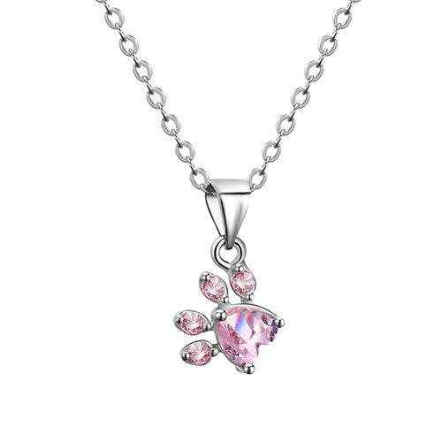 Parure de bijoux Paw pour femme – 4 pièces | Or rose avec cœur en zircone