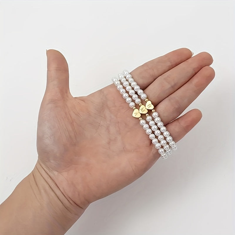 Elegante bracciale con iniziale a forma di cuore (A-Z)