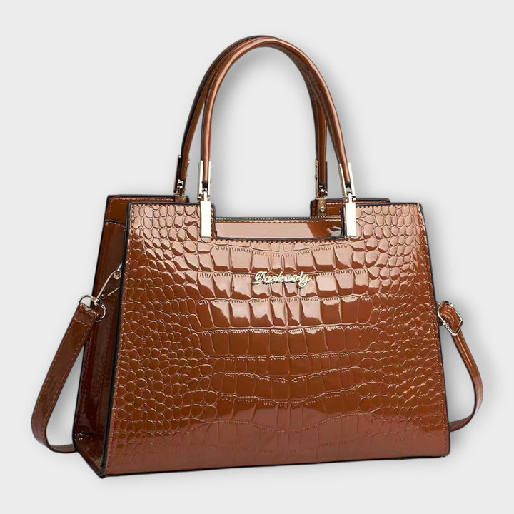 Olivia - Borsa a mano con stampa coccodrillo lucida