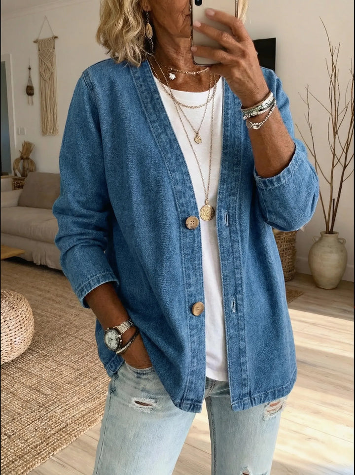 Dariah - Cappotto con bottoni in denim