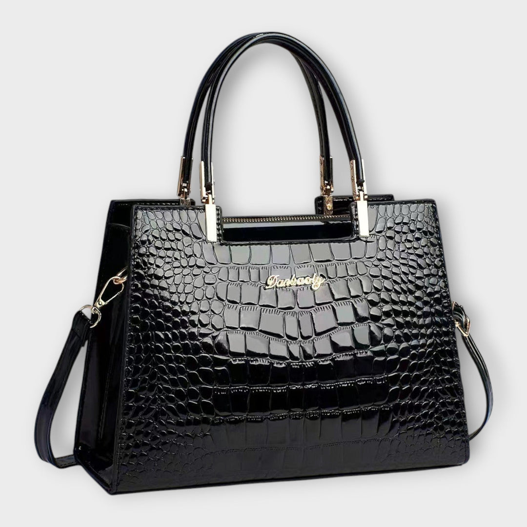 Olivia - Borsa a mano con stampa coccodrillo lucida