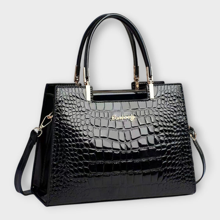 Olivia - Borsa a mano con stampa coccodrillo lucida
