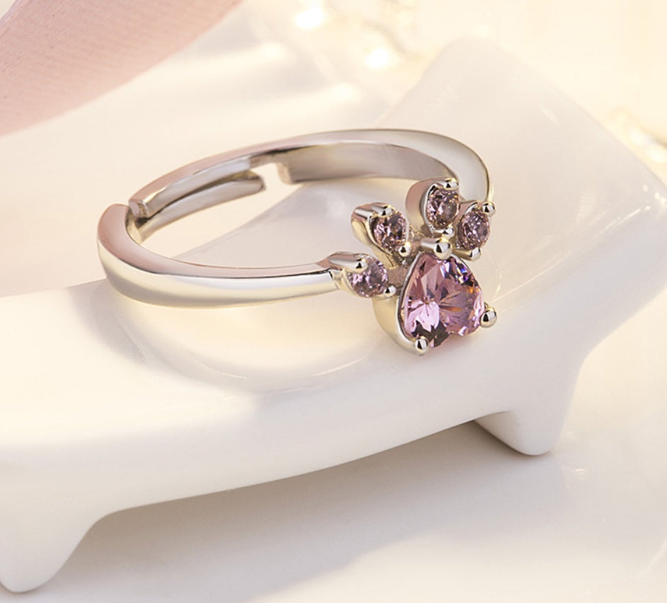 Parure de bijoux Paw pour femme – 4 pièces | Or rose avec cœur en zircone
