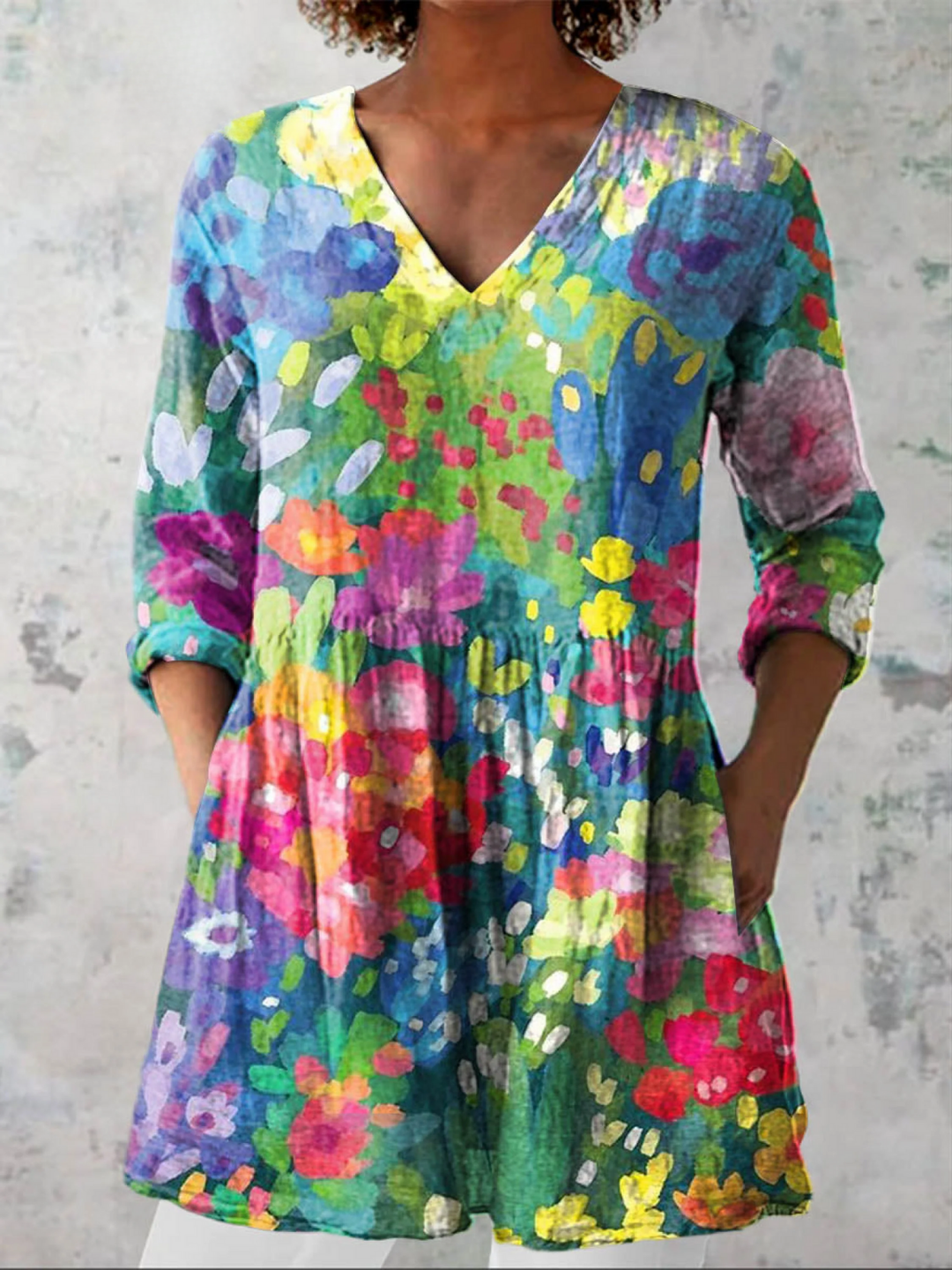 Maelle | Longue blouse à col en V
