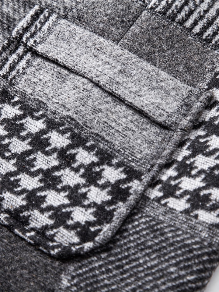Léo | Gilet en tweed patchwork à motif chevrons