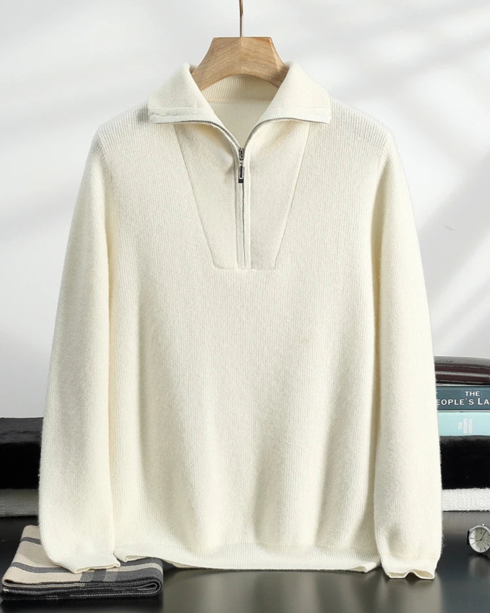 Pull en cachemire à demi-zip Portofino