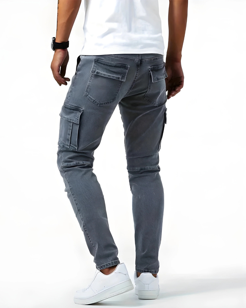 Pantalon cargo stretch Marino