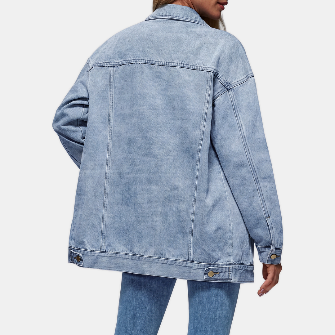 Veste en jean oversize pour femme avec boutons-pression
