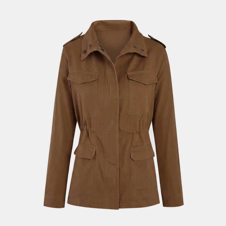 Veste cargo utilitaire pour femme avec poches multiples et cordon de serrage à la taille