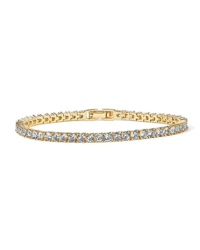 Bracciale tennis dorato con cristalli scintillanti