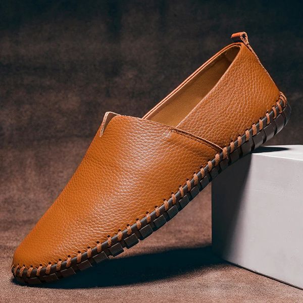 Mocassins en cuir cousus main
