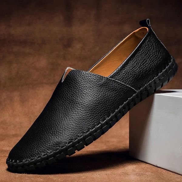 Mocassins en cuir cousus main