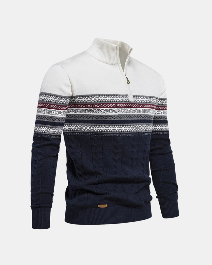 Pull-over zippé à motifs en coton Frederico