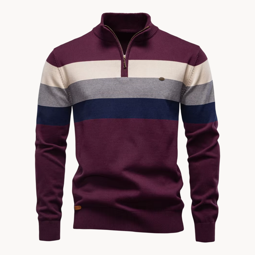 Pull-over élégant en coton avec fermeture éclair