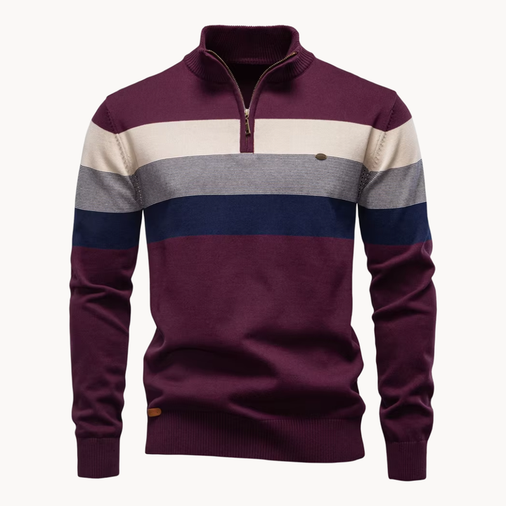 Pull-over élégant en coton avec fermeture éclair