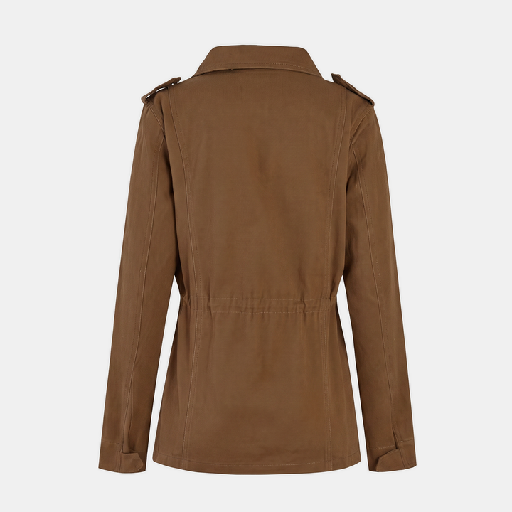 Veste cargo utilitaire pour femme avec poches multiples et cordon de serrage à la taille
